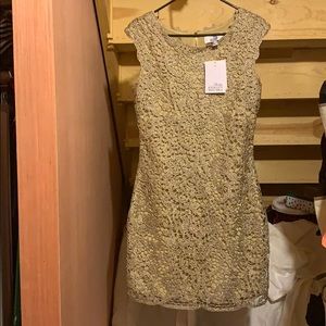 Belle Badgley Mischka Gold Lace Dress